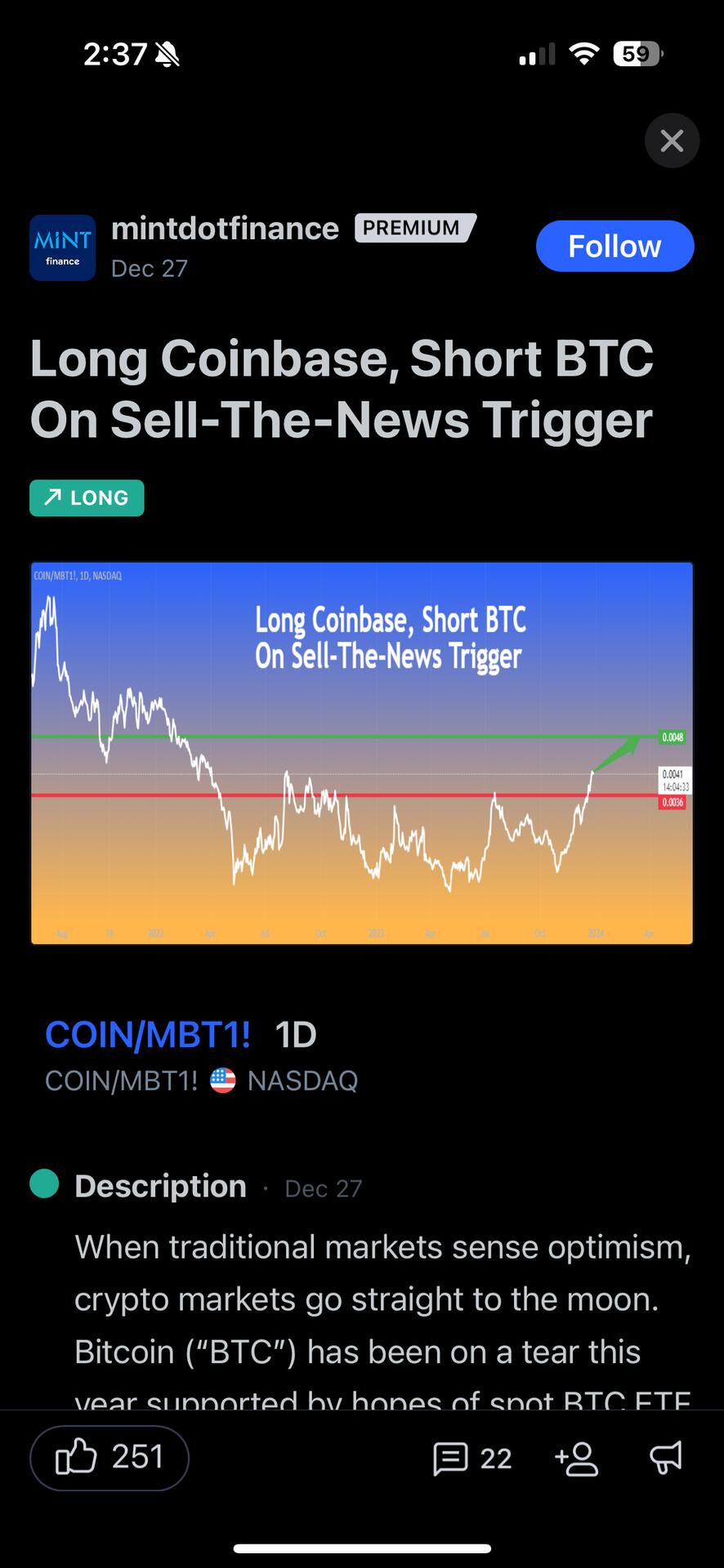 Imagine thinking going long coinbase and…