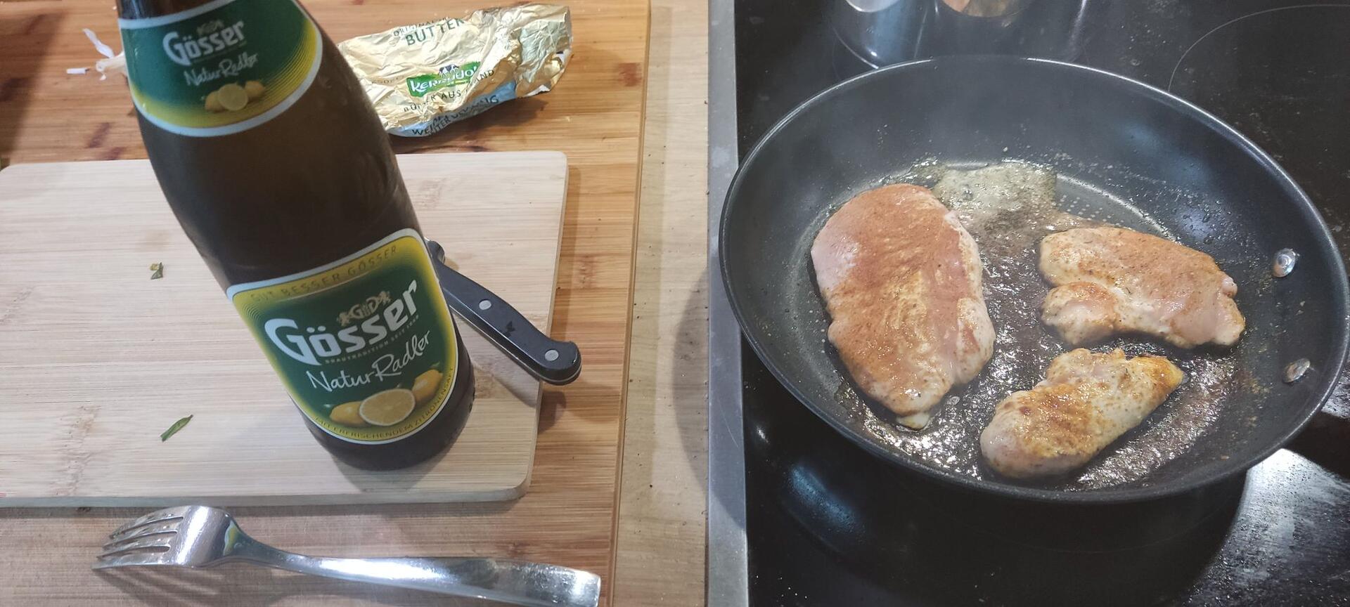 Preparing food and beer for the…