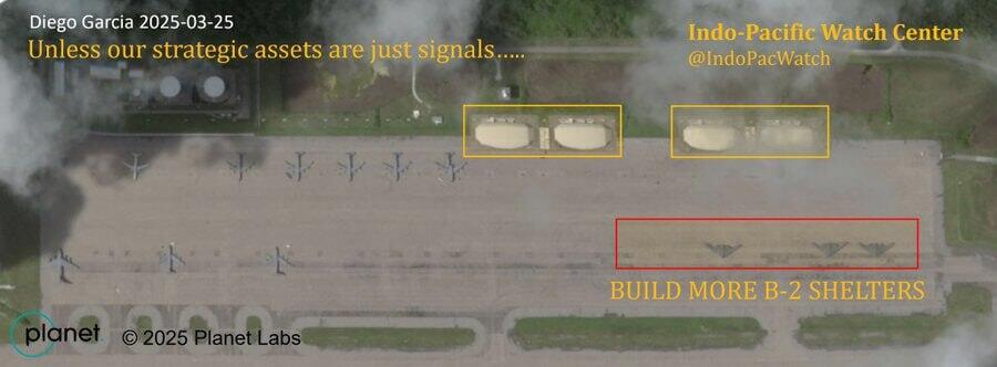 Satellite imagery shows 3 B-2…