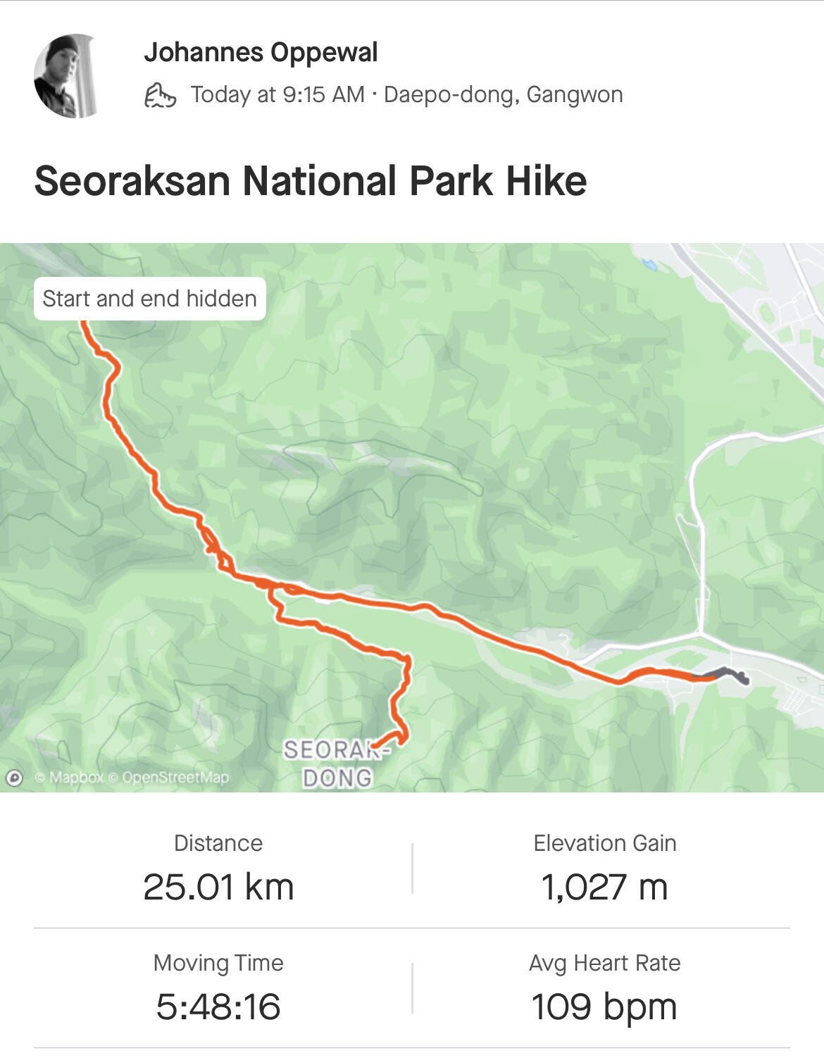 A full day of hiking. 25…