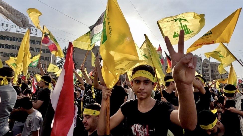 Hezbollah militants after the ceasefire with…