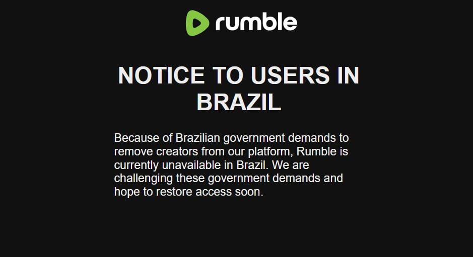 🚨 Brazil 🇧🇷: Rumble is blocking access to…