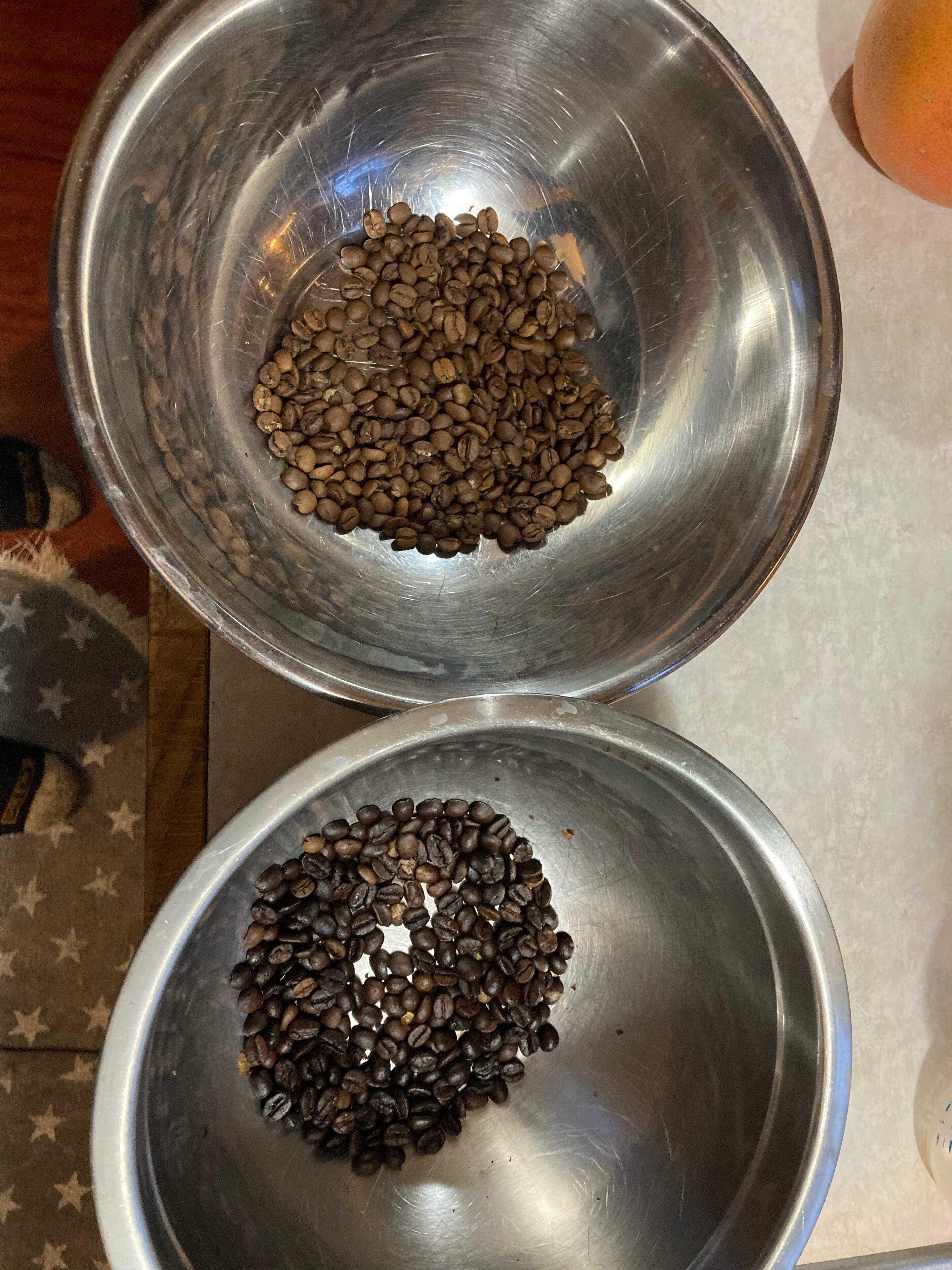 First two batches of coffee beans,…