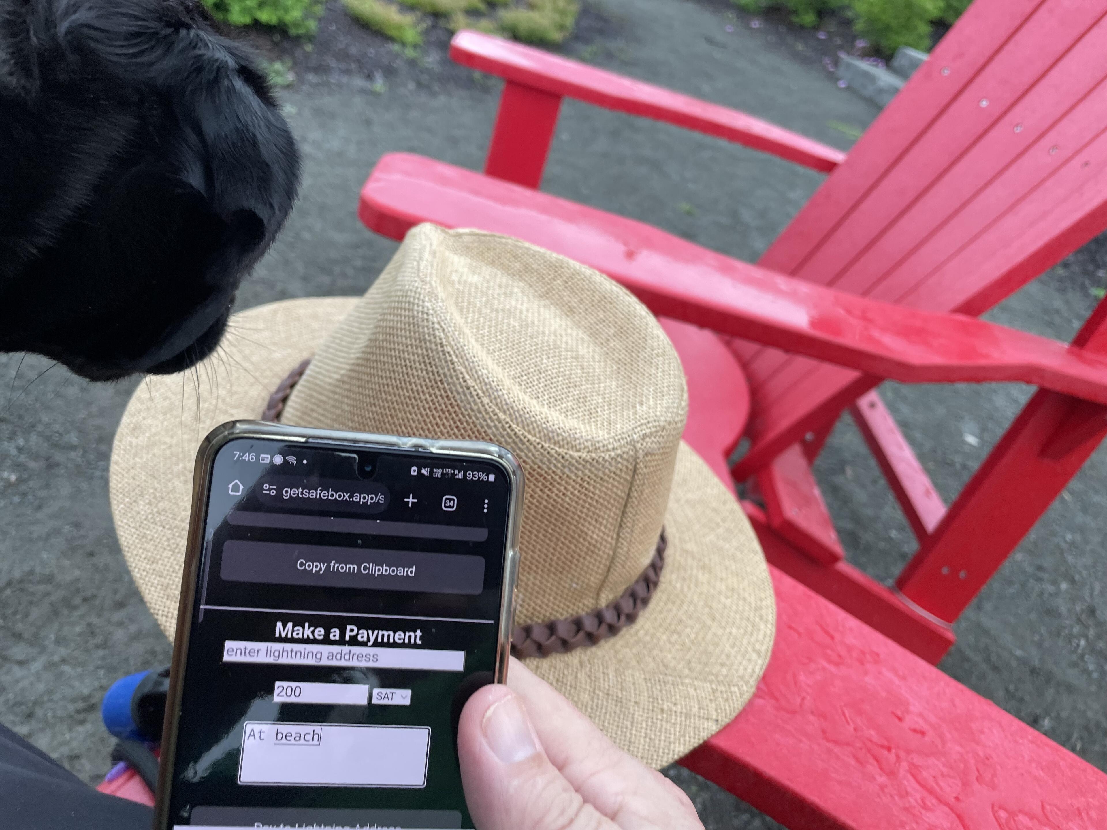 Testing hat payments at the beach.
