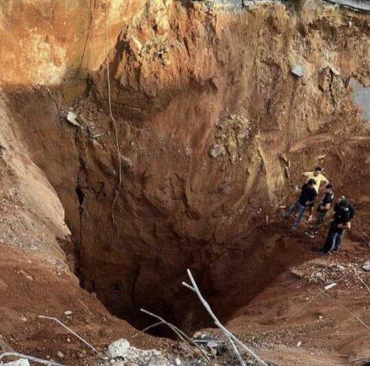 The crater created by one of…