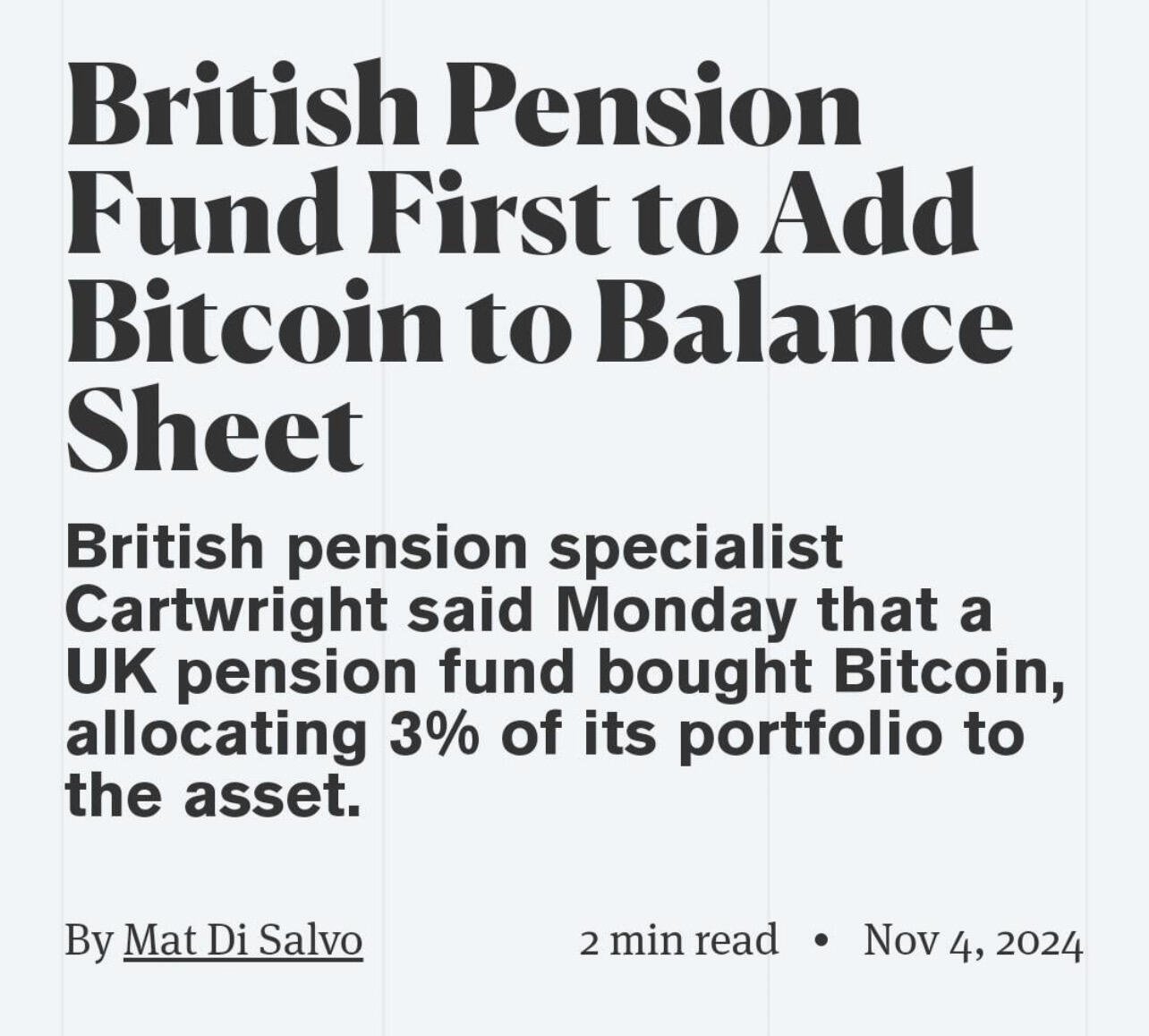 BREAKING: British pension fund invests 3%…