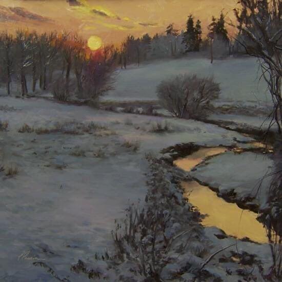 A quiet winter sunset by artist…