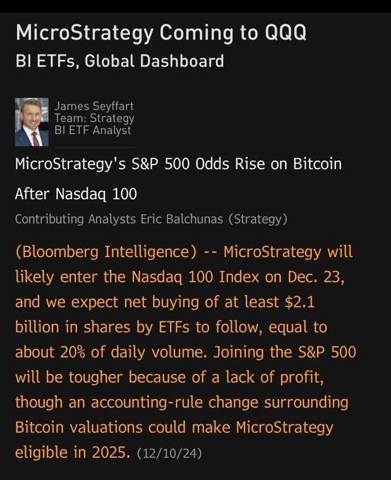 Bloomberg data indicates that MicroStrategy will…