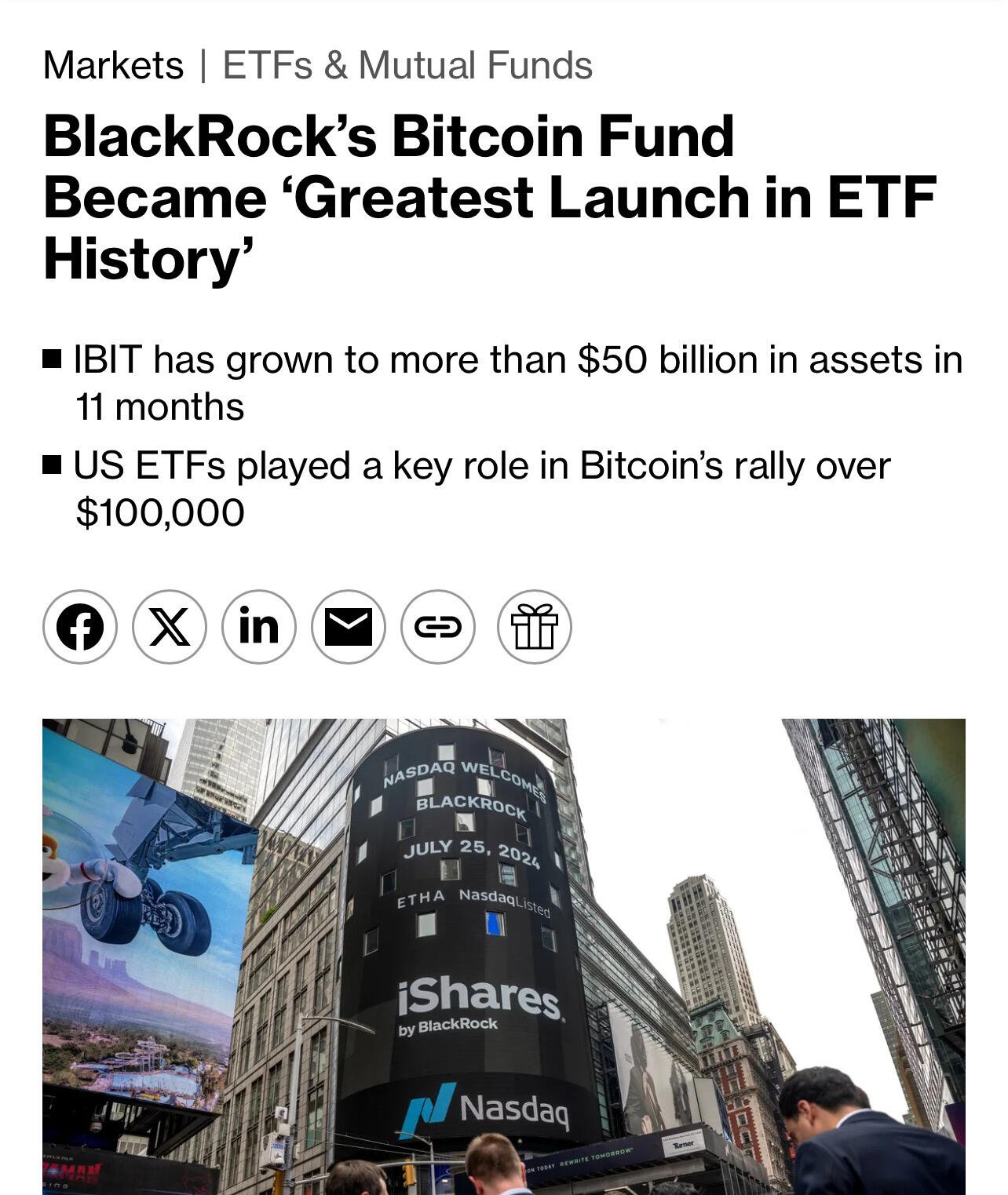 BlackRock's Spot #Bitcoin ETF is…