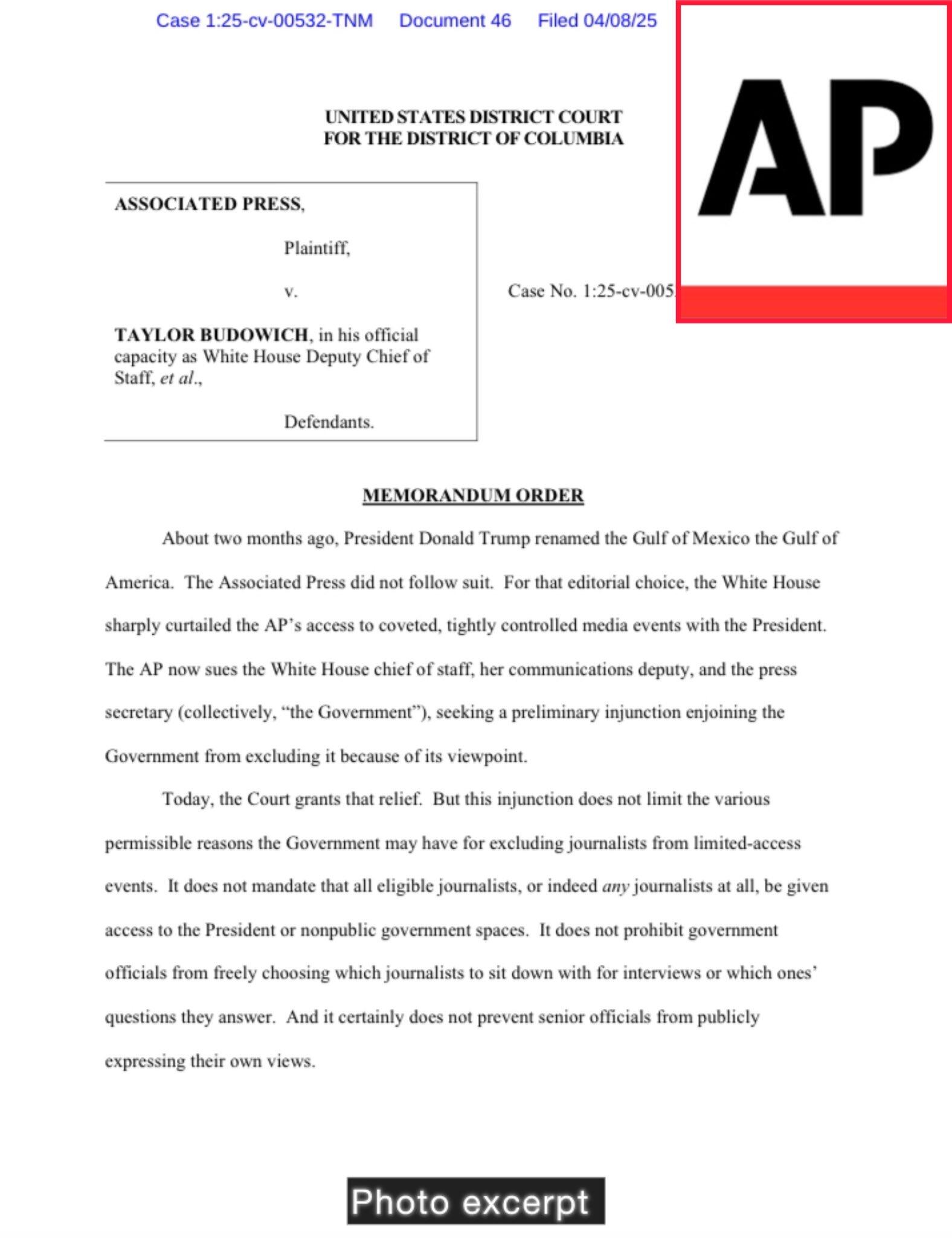 The Associated Press’ (AP) injunction was…