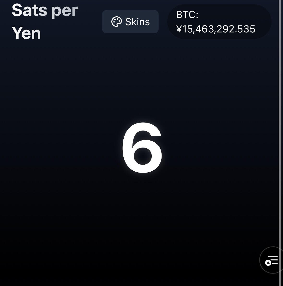 6 sats per yen