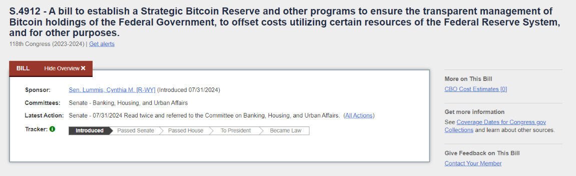 BREAKING: @SenLummis Strategic #Bitcoin Reserve Bill…