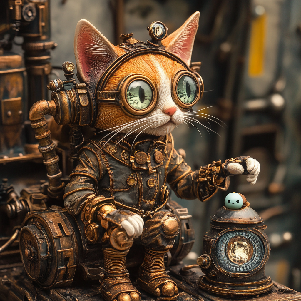 #steampunk #cat #ai #aiart #art