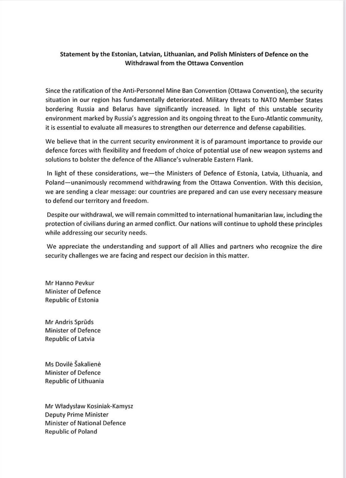 In a joint statement, the defense…