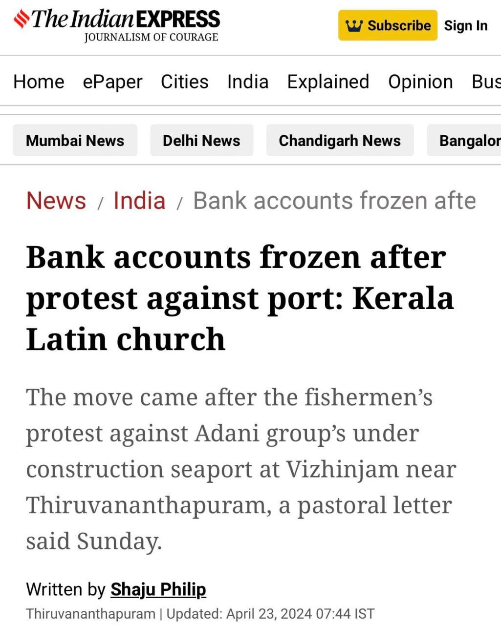 Bank accounts belonging to Indian fishermen…