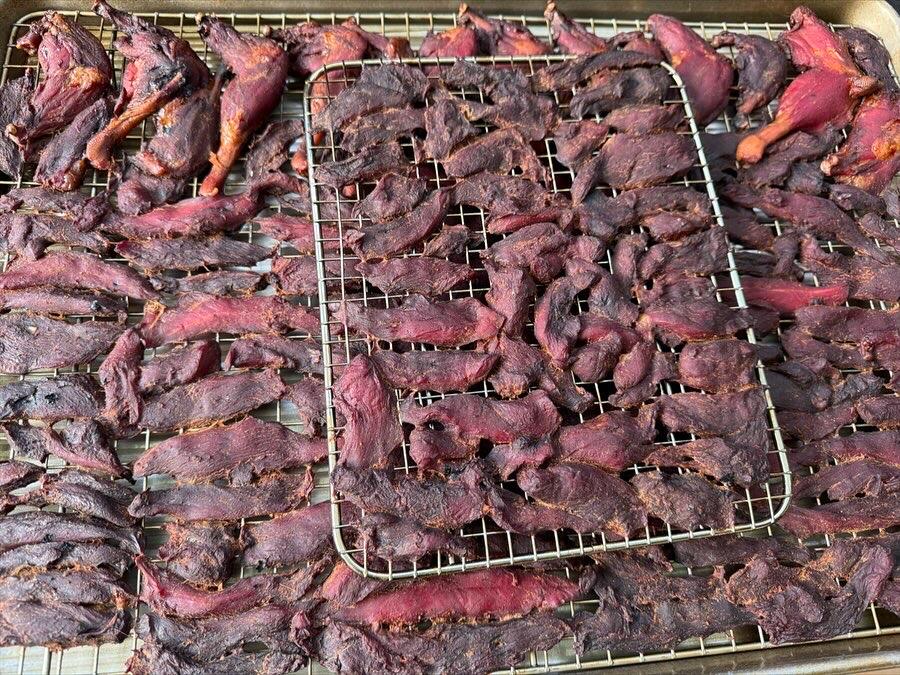 Smoked jerky wild ducks.