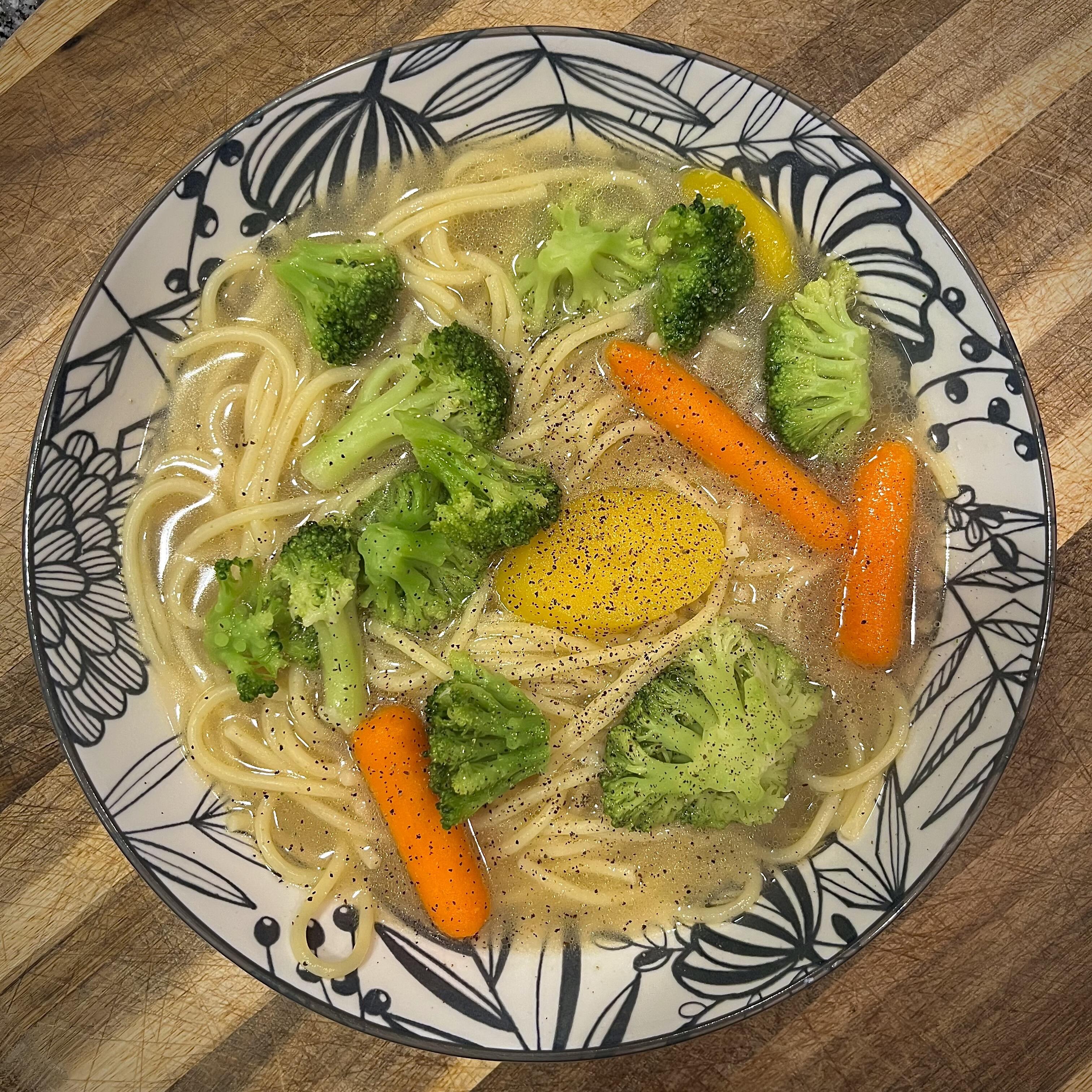 Vegetable Noodle Soup with Homemade Chicken…