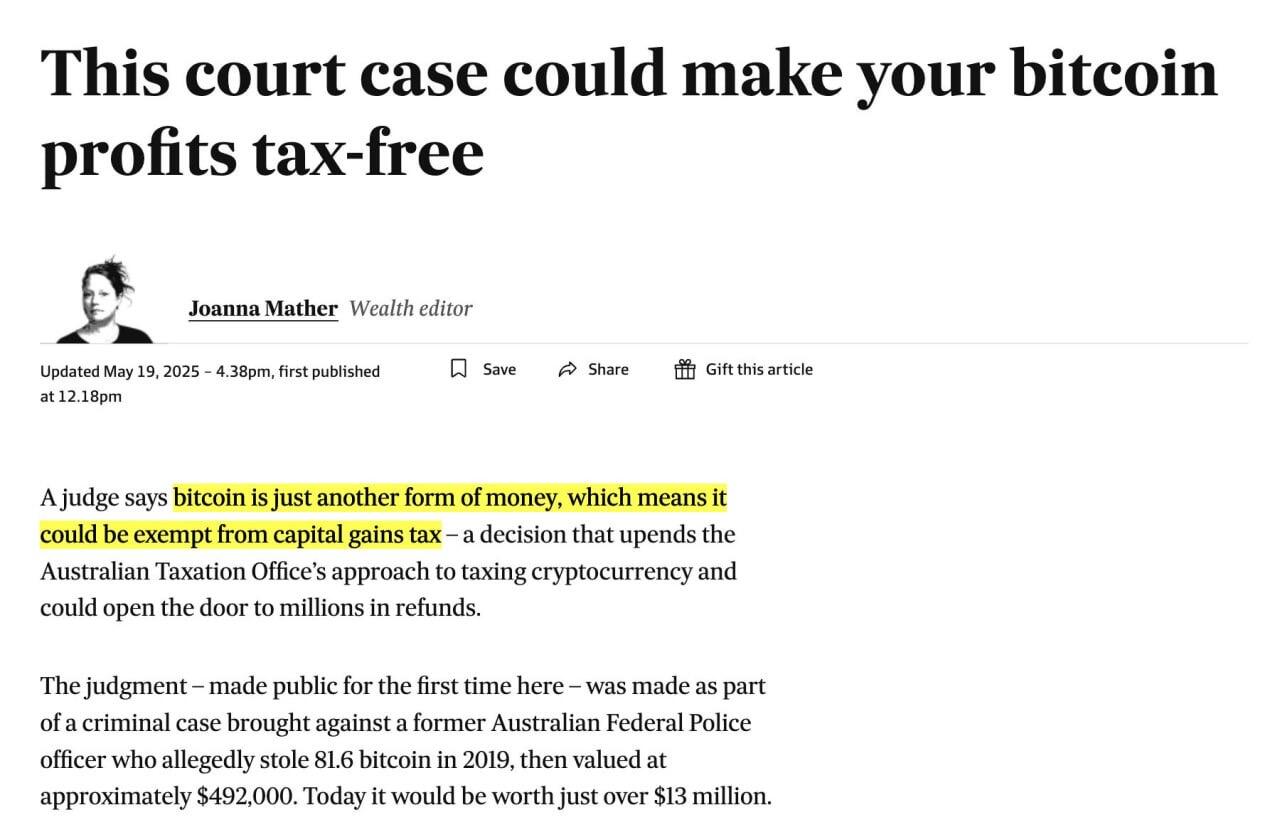 Australian judge rules that #Bitcoin is…