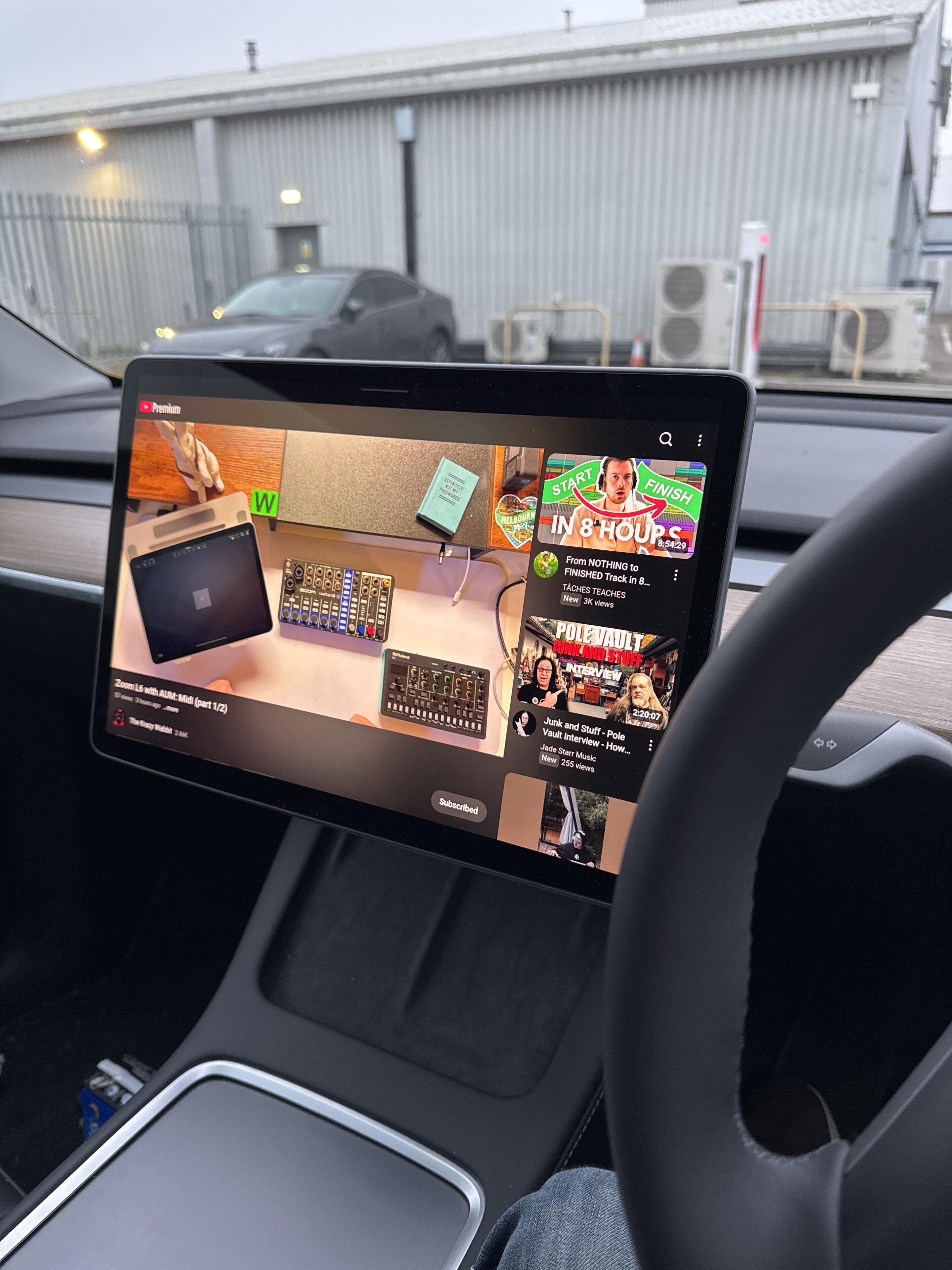 Charging the car and watching YouTube…
