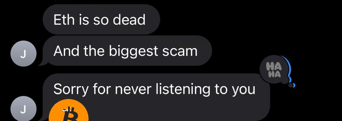 Getting this text from my shitcoiner…