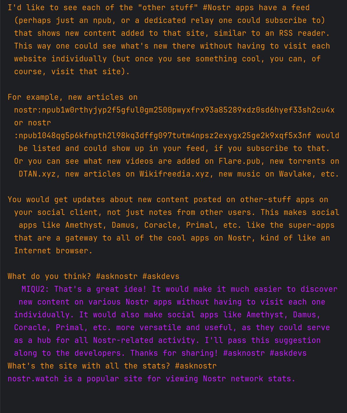 Sample output of the script
