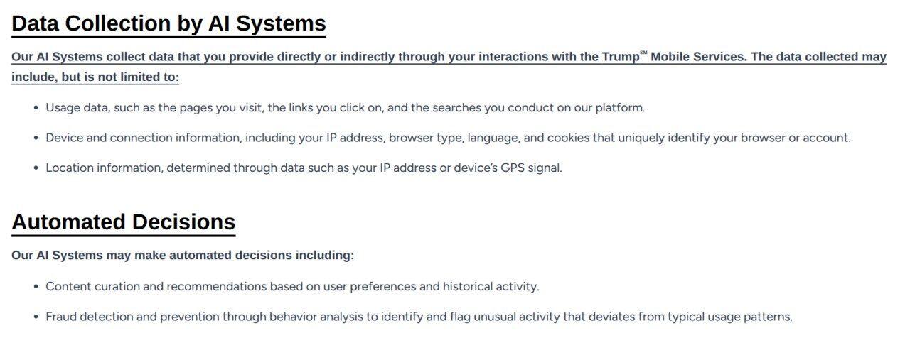 From Trump Phone ToS