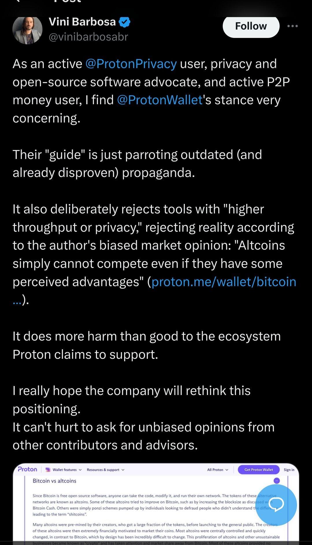 Shitcoiners losing their minds that Proton…