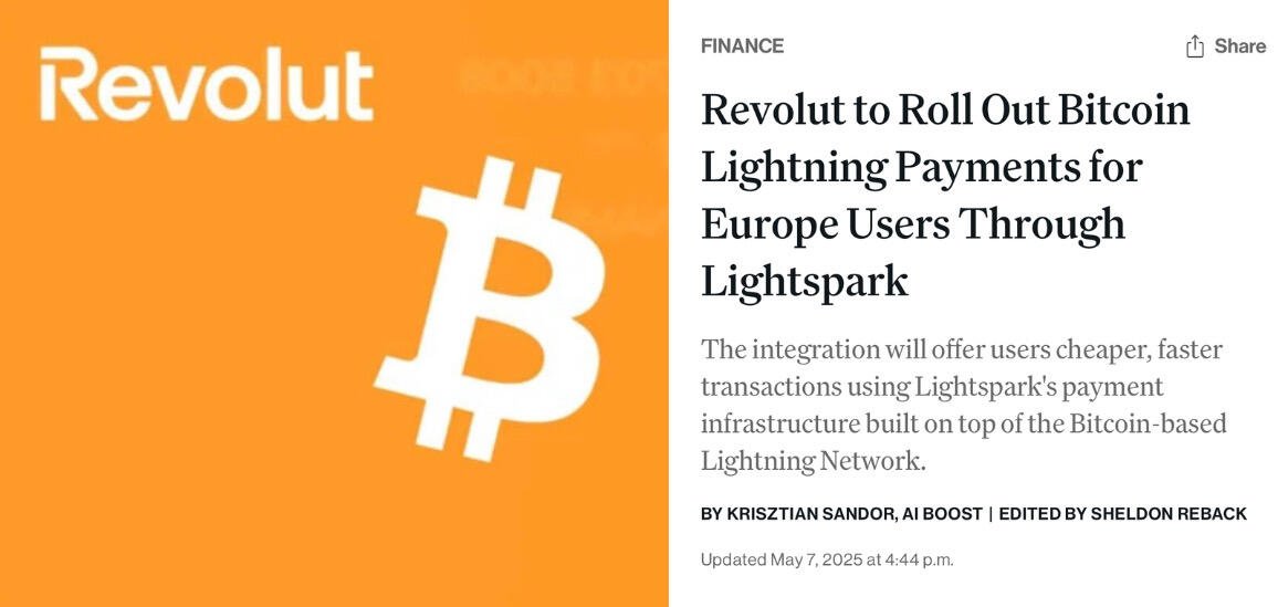 BREAKING: Revolut to Integrate #Bitcoin Lightning…