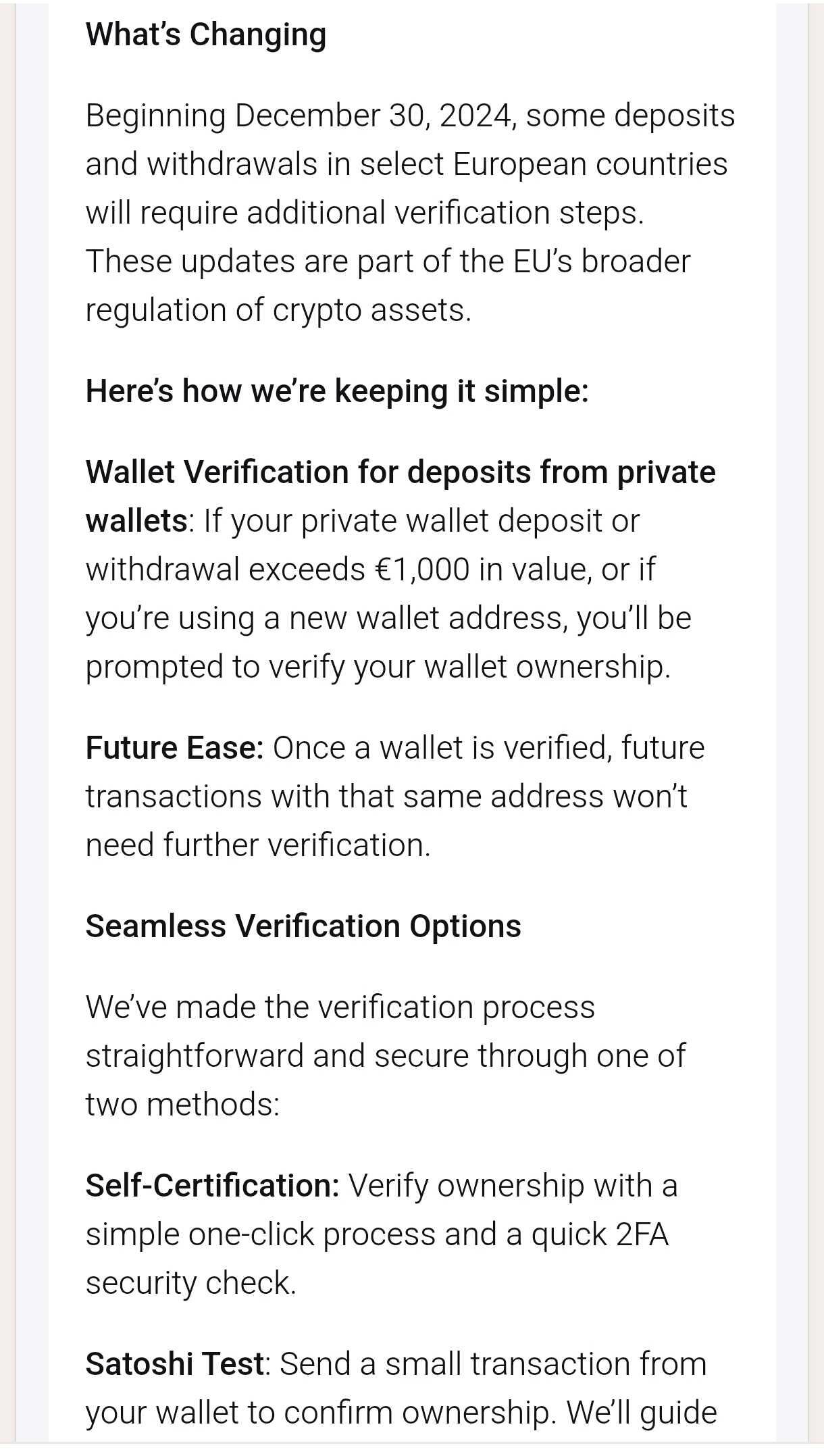 New EU Wallet regulations from Kraken…