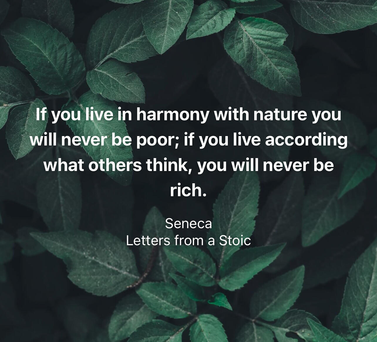 “If you live in harmony with…