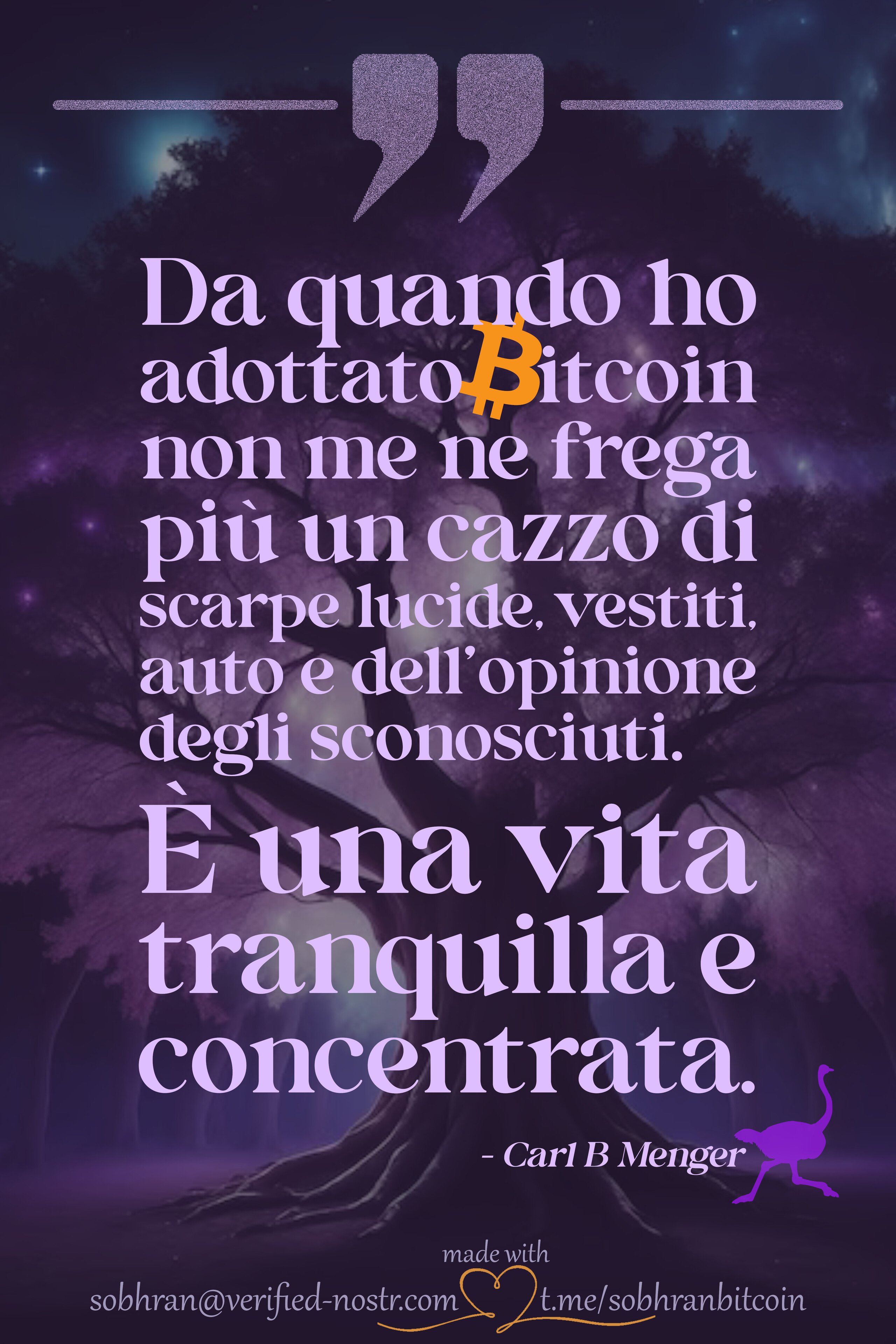 Da quando ho adottato Bitcoin non…