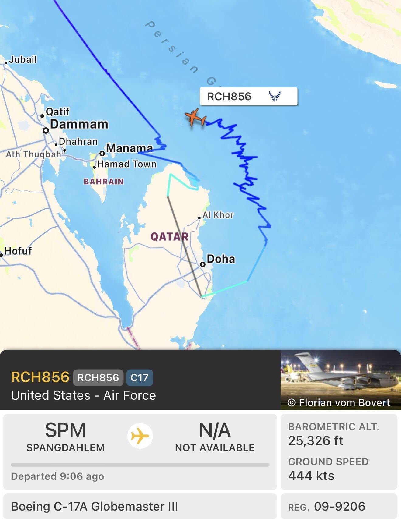 Military aircraft over the Persian Gulf,…