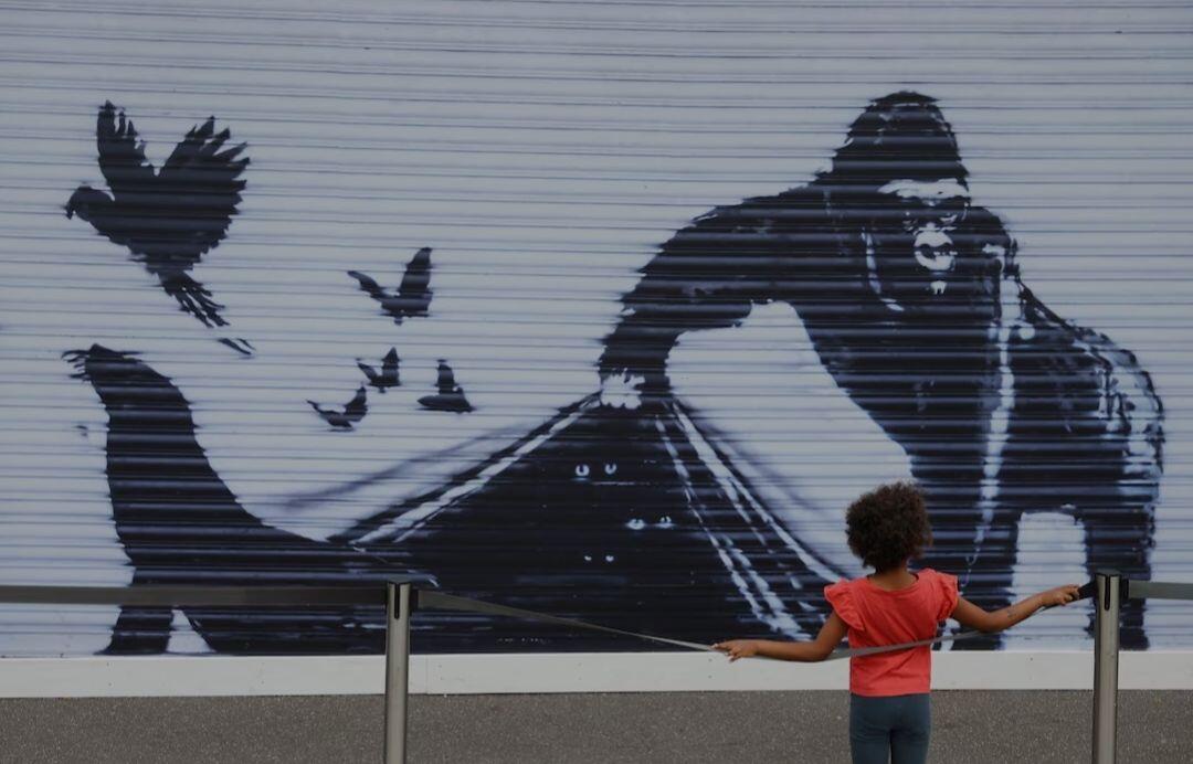 A child views a reproduction of…