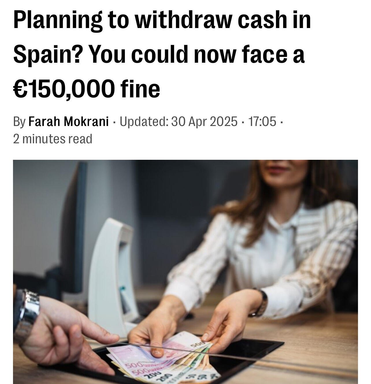 BREAKING: Spain Tightens Cash Controls. Withdrawals…