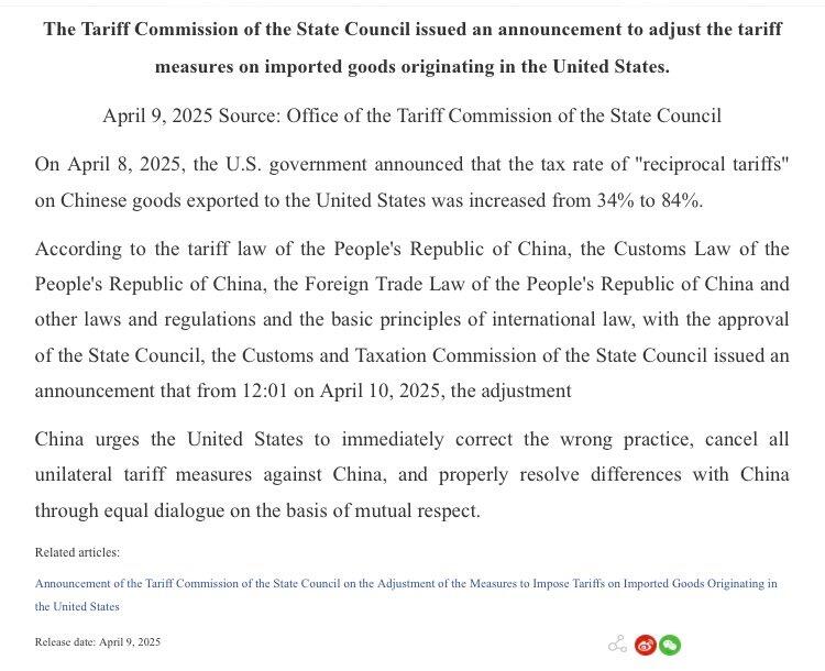 China Announces Sharp Increase in Tariffs…