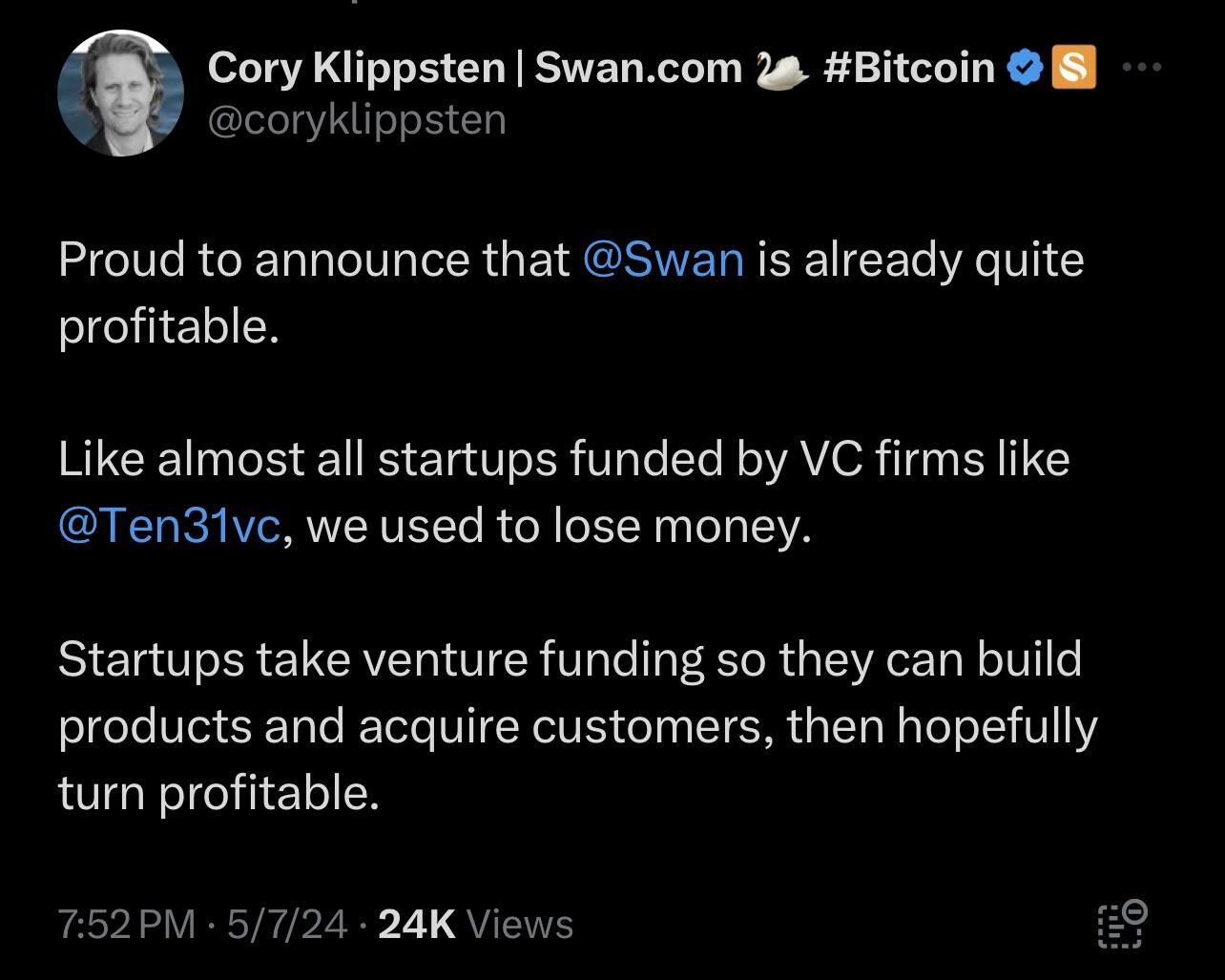 What is the @Swan Bitcoin CEO…