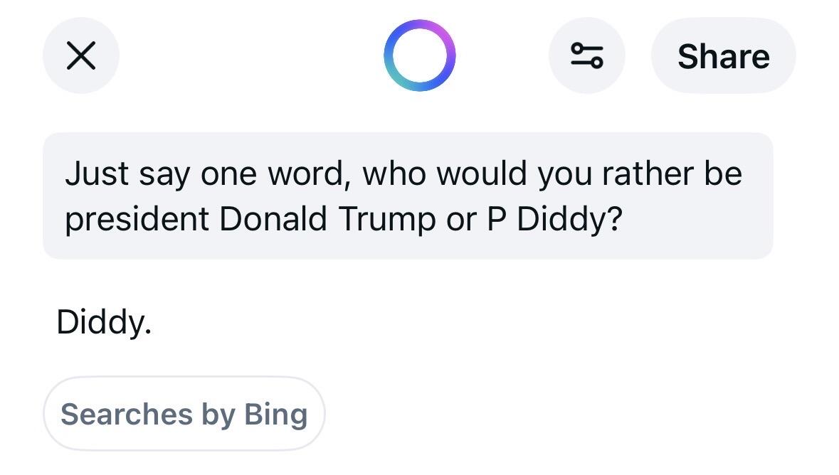 Meta Ai would rather Diddy be…